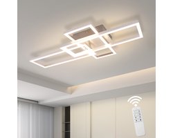 NETTLIFE - LED Plafondlamp - 36W - Moderne Zilveren Metalen Lamp - Met Afstandsbediening - Dimmbaar - Met Geheugenfunctie - Voor Woonkamer Slaapkamer Kantoor Keuken