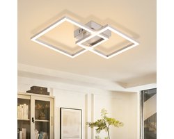NETTLIFE LED Plafondlamp - Vierkant - Zilver - 20W - 3000K - Draaibaar Design - Slaapkamer Woonkamer Keuken Hal Kantoor Eetkamer