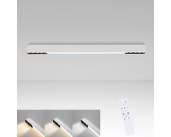 NETTLIFE LED Plafondlamp - wit - dimbaar - 44W - modern - rechthoekig kantoor plafondverlichting 80CM - plafond met afstandsbediening - voor woonkamer | keuken | hal | slaapkamer