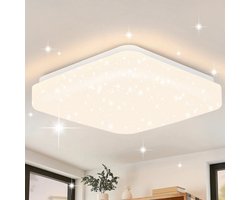 NETTLIFE LED Plafondlamp - wit - vierkant - 21cm sterrenhemel lamp - 3000K warm wit - 15W hal lamp - voor keuken | woonkamer | kinderkamer