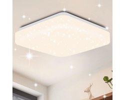 NETTLIFE LED Plafondlamp - wit - vierkant - 21cm sterrenhemel lamp - 4000K neutraal wit - 15W hal lamp - voor keuken | woonkamer | kinderkamer