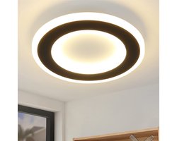 NETTLIFE LED Plafondlamp - zwart - rond - 20W keukenlamp - 3000K warm wit - modern slaapkamerlamp 24cm - voor woonkamer | hal