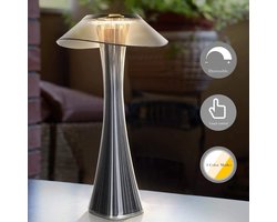 NETTLIFE LED Tafellamp - grijs - Touch Dimbaar - oplaadbare Nachtlamp - overdag Bedlamp - USB - Snooze & Mood Light draagbare - voor Slaapkamer | Woonkamer | camping | Hotel | Restaurant