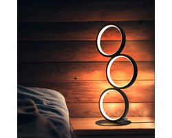 NETTLIFE LED Tafellamp - Touch Dimbaar - zwart - Ring Design - 4-Lichts - Modern Bedlamp - Metaal - voor Slaafkamer | Woonkamer | Studie