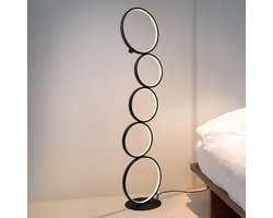 NETTLIFE LED Vloerlamp - zwarte - moderne - aluminium - 32W - Dimbaar - touch switch - warm wit 3000K - 5-vlam ringvormige vloerlamp - voor slaapkamer woonkamer studie