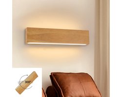 NETTLIFE LED Wandlamp binnen - hout - 32CM - 3000K - moderne hal lamp - op en neer ontwerp - 11W - voor Woonkamer | Slaapkamer | Trap | Bed | Keuken