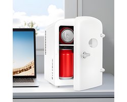 NETTLIFE Mini Koelkasten 4L - Mini-Koelkasten - 12V/230V Auto Aansluiting - 25dB - Vrijstaand - Geschikt voor dranken cosmetica voedsel - Minikoelkast ideaal - voor in de auto - kamer - camping - kantoor - Wit