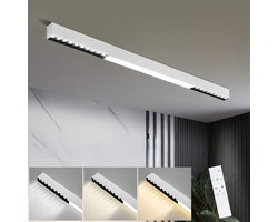 NETTLIFE Plafondlamp - 107CM - LED Plafondverlichting - Dimbaar - Wit - Lange Bureaulamp - 32W moderne Lamp - met Afstandsbediening - voor Slaapkamer | Keuken | Woonkamer