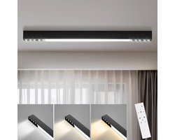 NETTLIFE Plafondlamp - 107CM - LED Plafondverlichting - Dimbaar - Zwart - Lange Bureaulamp - 32W moderne Lamp - met Afstandsbediening - voor Slaapkamer | Keuken | Woonkamer