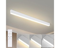 NETTLIFE Plafondlamp - 107CM - wit - Lange Bureaulamp - Dimbaar - LED Plafondverlichting - met Afstandsbediening - 32W moderne Lamp - voor Slaapkamer | Keuken | Woonkamer