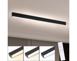 NETTLIFE Plafondlamp - 107CM - Zwart - Lange Bureaulamp - Dimbaar - LED Plafondverlichting - met Afstandsbediening - 32W moderne Lamp - voor Slaapkamer | Keuken | Woonkamer