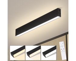 NETTLIFE Plafondlamp - 53CM - Zwart - Lange Bureaulamp - Dimbaar - LED Plafondverlichting - met Afstandsbediening - 17W moderne Lamp - voor Slaapkamer | Keuken | Woonkamer
