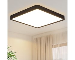 NETTLIFE Plafondlamp LED - 23cm - vierkant - Zwart - 3000 K Warm wit Licht - Modern Plafondverlichting - Plafondlamp plat - voor Slaapkamer | Woonkamer | Keuken- 18W
