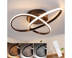 NETTLIFE Plafondlamp LED – 40cm - Zwart – Dimbaar - Moderne Plafondverlichting – met creatief ontwerp - Metaal - voor Woonkamer | Slaapkamer | Gang - 33W