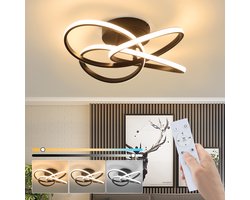 NETTLIFE Plafondlamp LED - 46W - zwart Plafondverlichting - dimbaar 3000K-6500K - modern Keukenlamp - met vierbladige bloem design - metalen Plafondlampen - voor Woonkamer | Slaafkamer | Keuken | Gang | Kinderkamer - 45cm