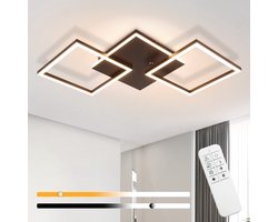 NETTLIFE Plafondlamp LED - dimbaar - 3 lichts - vierkant - zwart - modern Plafondverlichting - 36W - met afstandsbediening - voor Woonkamer | Slaafkamer | Keuken