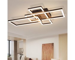 NETTLIFE Plafondlamp LED - Hout - Zwart - 3000K Warm wit Licht - 3 Lichts - Geometrische Design - 64CM Keukenlamp - voor Woonkamer | Slaapkamer - 32W