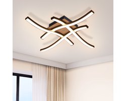 NETTLIFE Plafondlamp LED - Hout - zwart - 3000K Warm Wit Licht - Modern Plafondverlichting - 4-Lichts - Metaal - voor Woonkamer | Slaafkamer | Keuken - 24W