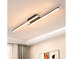 NETTLIFE Plafondlamp LED - Kristal - 12W - zwart - Warm wit licht 3000K - moderne Plafondverlichting - 2 lichts - Metalen Woonkamerlamp - voor Slaapkamer | Hal | Keuken | Kantoor