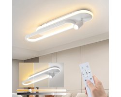 NETTLIFE Plafondlamp LED - ovaal - wit - met 1-Lichts Plafondspot - Dimbaar - 46W - Moderne Plafondverliching - 60cm - voor Slaapkamer | Hal | Woonkamer | Keuken - Zonder Lichtborn - Max.40W