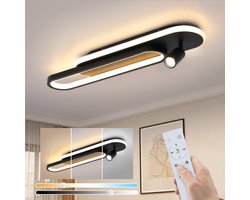 NETTLIFE Plafondlamp LED - ovaal - zwart - met 1-Lichts Plafondspot - Dimbaar - 46W - Moderne Plafondverliching - 60cm - voor Slaapkamer | Hal | Woonkamer | Keuken - Zonder Lichtborn - Max.40W