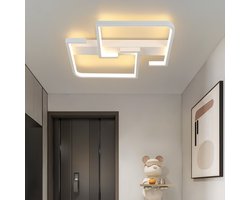 NETTLIFE Plafondlamp LED - vierkant - Wit - 30cm - 2-Lichts - 3000K Warm wit Licht - Metaal - Moderne Slaapkamerverlichting - voor Keuken | Woonkamer | Hotel - 19W