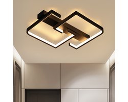 NETTLIFE Plafondlamp LED - vierkant - Zwart - 30cm - 2-Lichts - 3000K Warm wit Licht - Metaal - Moderne Slaapkamerverlichting - voor Keuken | Woonkamer | Hotel - 19W
