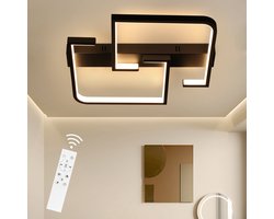 NETTLIFE Plafondlamp LED - vierkant - Zwart - 60cm - 2-Lichts - 3000-6500K Dimbaar - Moderne Slaapkamerverlichting - Metaal - voor Keuken | Woonkamer | Hotel - 45W