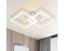 NETTLIFE Plafondlamp LED - Wit - modern - vierkant - 4000K Neutraal wit Licht - 2 Lichts - geometrische Design - Plafondverlichting - 24W - voor Woonkamer | Slaapkamer | Keuken | Gang