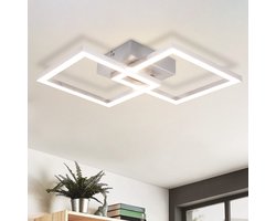 NETTLIFE Plafondlamp LED - Zilver - modern - vierkant - 4000K Neutraal wit Licht - 2 Lichts - geometrische Design - Plafondverlichting - 24W - voor Woonkamer | Slaapkamer | Keuken | Gang