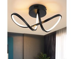 NETTLIFE Plafondlamp LED - Zwart - 12W - Modern Plafondverlichting - 3000K Warm Wit Licht - met creatief ontwerp - Metaal - voor Woonkamer | Slaafkamer | Gang