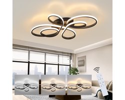 NETTLIFE Plafondlamp LED - Zwart - 80cm - 3000-6000K Dimbaar - met Afstandsbediening - Moderne Keukenverlichting - met Creatief ontwerp - voor Slaapkamer | Woonkamer | Hotel - 78W