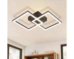 NETTLIFE Plafondlamp LED - Zwart - modern - vierkant - 4000K Neutraal wit Licht - 2 Lichts - geometrische Design - Plafondverlichting - 24W - voor Woonkamer | Slaapkamer | Keuken | Gang