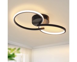 NETTLIFE Plafondlamp LED - zwart - Moderne Plafondverlichting - 3000K Warm Wit Licht - creatief ontwerp - Metaal - voor Gang | Woonkamer | Slaafkamer | Keuken | Hal