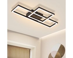 NETTLIFE Plafondlamp LED - Zwart - vierkant - 2-Lichts - Modern - 20W Plafondverlichting - 3000K Warm Wit Licht - Metaal - voor Woonkamer | Slaafkamer | Keuken | Hal