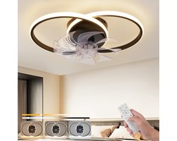 NETTLIFE Plafondventilator Met Verlichting - Moderne - LED 36W - Zwart - Dimbaar - Plafondventilator Stil - Met Afstandsbediening - 3000K-6500K - 6 standen Ventilator - voor Slaapkamer | Eetkamer | Kantoor | Kinderkamer