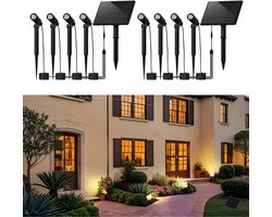 NETTLIFE Solar Tuinverlichting(8 stuks) - LED Grondspot - 4W - Zwart - 3000K Warm Wit Licht - IP65 waterdichte - Tuinverlichting - Solar lamp op Zonne-energie - 2 modi Buiten Verlichting - voor stoep | bomen | pad
