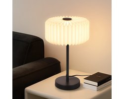 NETTLIFE Tafellamp - 1xG9 - wit - Ø 24cm - met papieren Lampenkap - Nachtlampje met kabel - Vintage Leeslamp - voor Slaapkamer | Woonkamer | Eetkamer | Bureau - zonder lamp