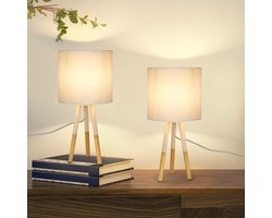 NETTLIFE Tafellamp - 2 Stuks - E27 fitting - Wit - modern Nachtlamp - Stof Design - Nachtlamp Max.40W - voor slaapkamer | woonkamer | hotel | café | restaurant - zonder lamp