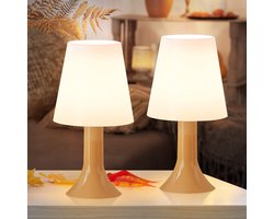 NETTLIFE Tafellamp E14 - 2 Stuks - kaki - Bedlamp met kabel 24.5 cm - moderne landelijke stijl - voor eettafel | slaapkamer | Woonkamer - Zonder lichtbron