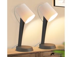 NETTLIFE Tafellamp E14 - Donkergrijs - 2 Stuks - Tafellampen met snoer - Moderne landelijke stijl - Metalen ontwerp - voor eettafel | slaapkamer - Zonder gloeilampen