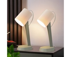 NETTLIFE Tafellamp E14 - groen - 2 Stuks - Tafellampen met snoer - Moderne landelijke stijl - Metalen ontwerp - voor eettafel | slaapkamer - Zonder gloeilampen