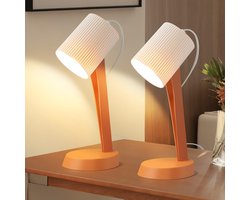 NETTLIFE Tafellamp E14 - oranje - 2 Stuks - Tafellampen met snoer - Moderne landelijke stijl - Metalen ontwerp - voor eettafel | slaapkamer - Zonder gloeilampen