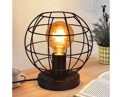 NETTLIFE Tafellamp - E27 Fitting - Vintage - zwart - Metaal Bedlamp - voor Woonkamer | Kinderkamer | Bureau | Slaapkamer - Max 40W - Zonder lichtbron