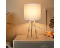 NETTLIFE Tafellamp - E27 fitting - Wit - modern Nachtlamp - Stof Design - Nachtlamp Max.40W - voor slaapkamer | woonkamer | hotel | café | restaurant - zonder lamp