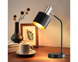 NETTLIFE Tafellamp E27 - Vintage - zwart goud - bureaulamp met kabel - draaibare leeslamp - voor Slaapkamer | Woonkamer - Zonder lichtbron