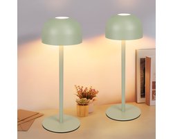 NETTLIFE Tafellamp LED - 2 Stuks - groen - Touch Dimbaar - In hoogte verstelbaar - Draagbare - Draadloos Nachtlamp - USB Oplaadbaar - 3 Kleurtemperaturen - voor binnen en buiten - voor Eetkamer | Slaapkamer | woonkamer | Hotel