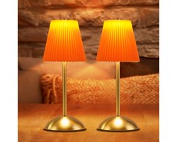 NETTLIFE Tafellamp LED 2 Stuks - Oranje-rood - Touch Dimbaar 3 Kleurtemperaturen - USB Oplaadbaar Draadloos - Voor Eetkamer Slaapkamer Woonkamer Hotel Buiten