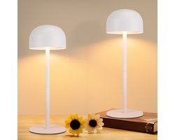 NETTLIFE Tafellamp LED - 2 Stuks - wit - Touch Dimbaar - In hoogte verstelbaar - Draagbare - Draadloos Nachtlamp - USB Oplaadbaar - 3 Kleurtemperaturen - voor binnen en buiten - voor Eetkamer | Slaapkamer | woonkamer | Hotel