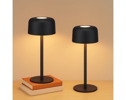 NETTLIFE Tafellamp LED - 2 Stuks - Zwart - Draadloos Nachtlamp - Touch Dimbaar - USB Oplaadbaar - 3 Kleurtemperaturen - In hoogte verstelbaar - Draagbare Tafellamp - voor binnen en buiten - voor Eetkamer | Slaapkamer | woonkamer | Hotel | Café